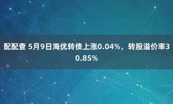 配配查 5月9日海优转债上涨0.04%，转股溢价率30.85%