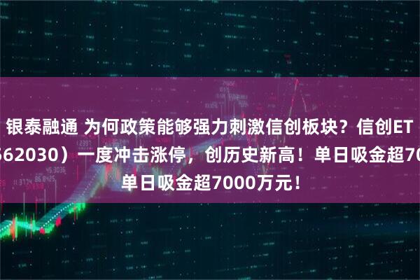 银泰融通 为何政策能够强力刺激信创板块？信创ETF基金（562030）一度冲击涨停，创历史新高！单日吸金超7000万元！